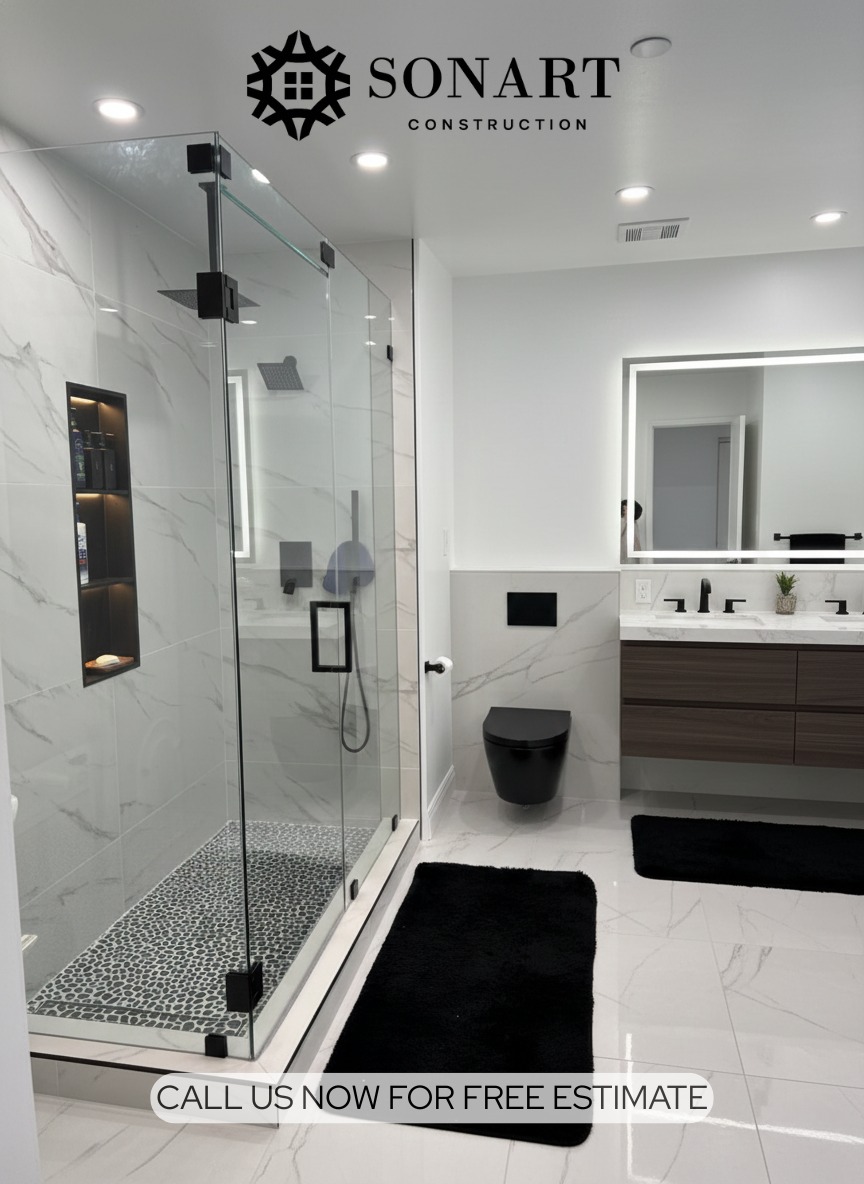 Bathroom remodeling project by Sonart Construction